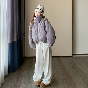 设计感紫色立领羽绒服外套女入冬2025新款白鸭绒保暖巨好看面包服图片
