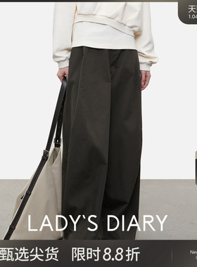 LADY’S DIARY直筒阔腿裤25春秋新款设计感高腰显瘦通勤休闲长裤