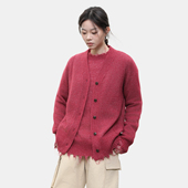 手工磨破V领开衫 LADY’S 毛衣 女2025秋季 新款 DIARY 绵羊毛针织衫