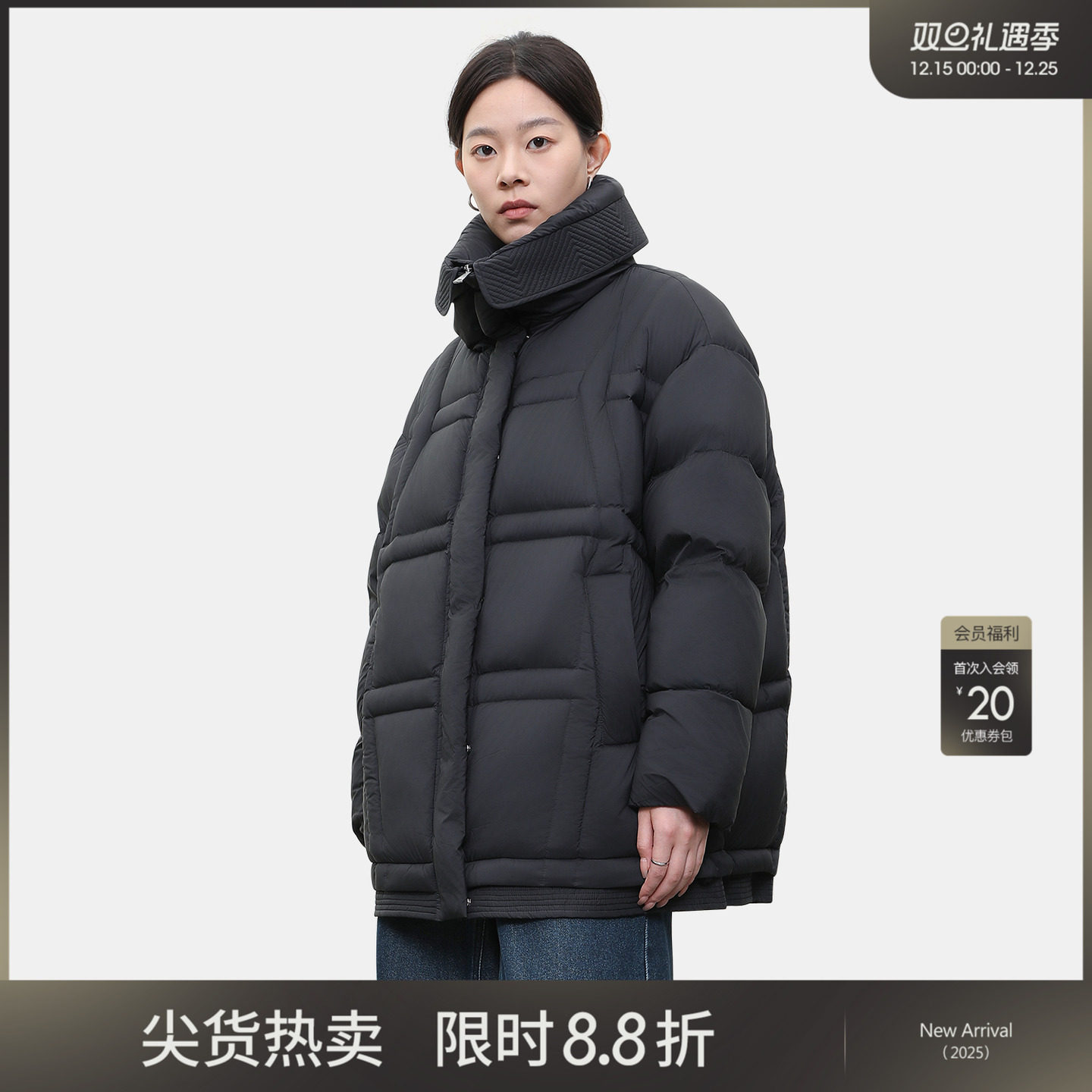 女性日记设计感大翻领羽绒服