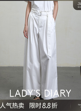 LADYS DIARY原创设计女装夏季新款进口100%纯棉阔腿裤长裤喇叭裤