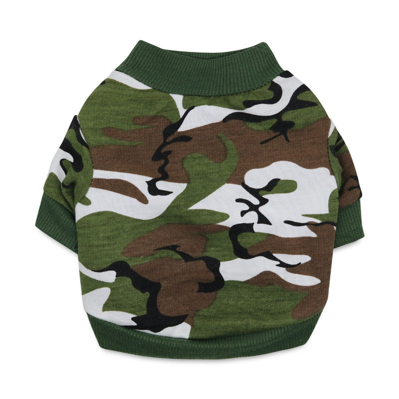 工厂宠物衣服狗狗猫咪服饰批发小型犬迷彩体恤泰迪博美衣服春夏款