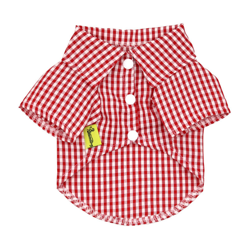 工厂宠物服装狗狗衣服用品小型犬泰迪贵宾格子衬衣批发春夏秋款