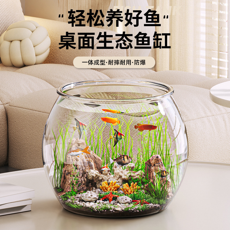 阔庭小金鱼缸造景观赏鱼专用水草缸fish tank透明桌面客厅微景缸