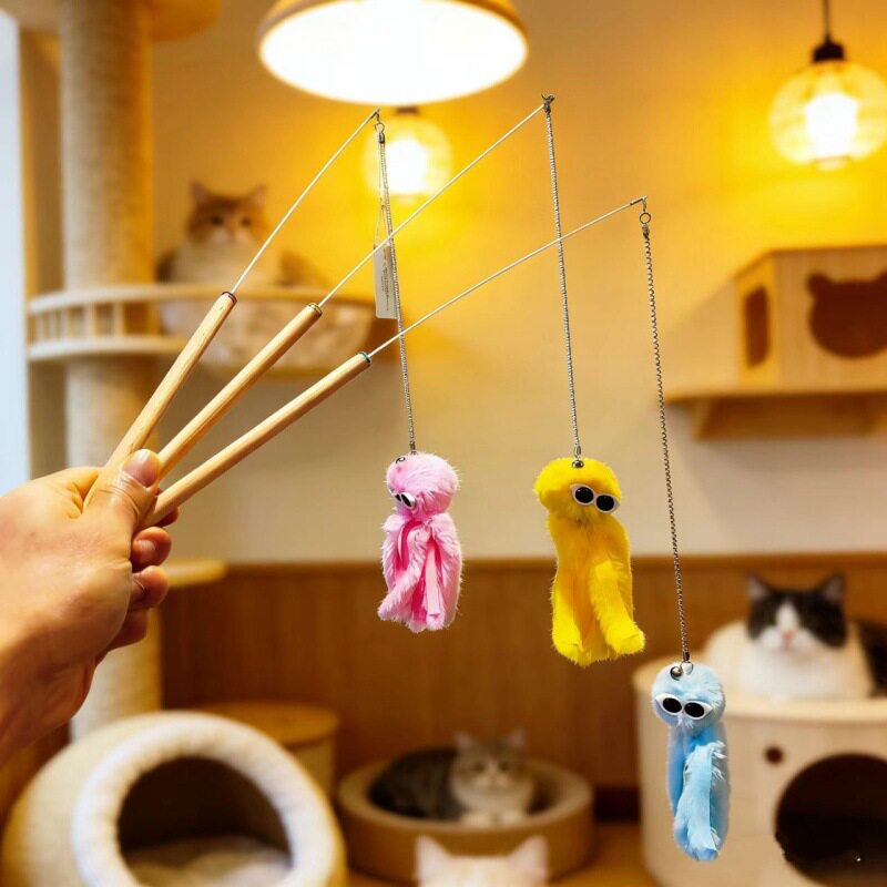 新款猫玩具八爪鱼创意逗猫棒跨境宠物用品逗猫啃咬带铃铛定制批发