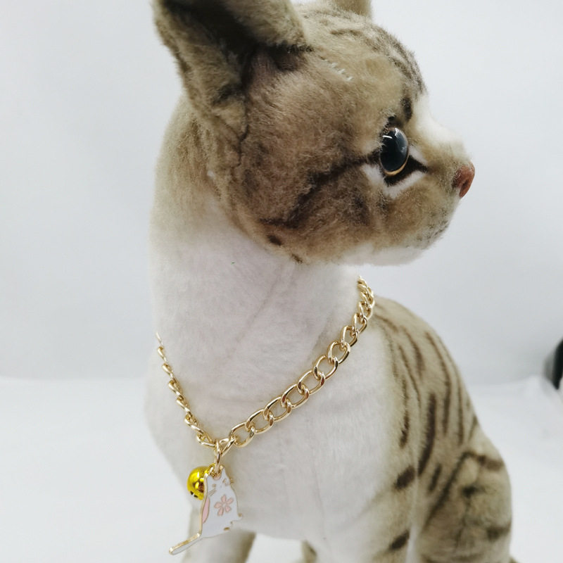 跨境猫咪项链日式宠物金属项圈金铃铛脖圈可调节宠物用品配饰批发