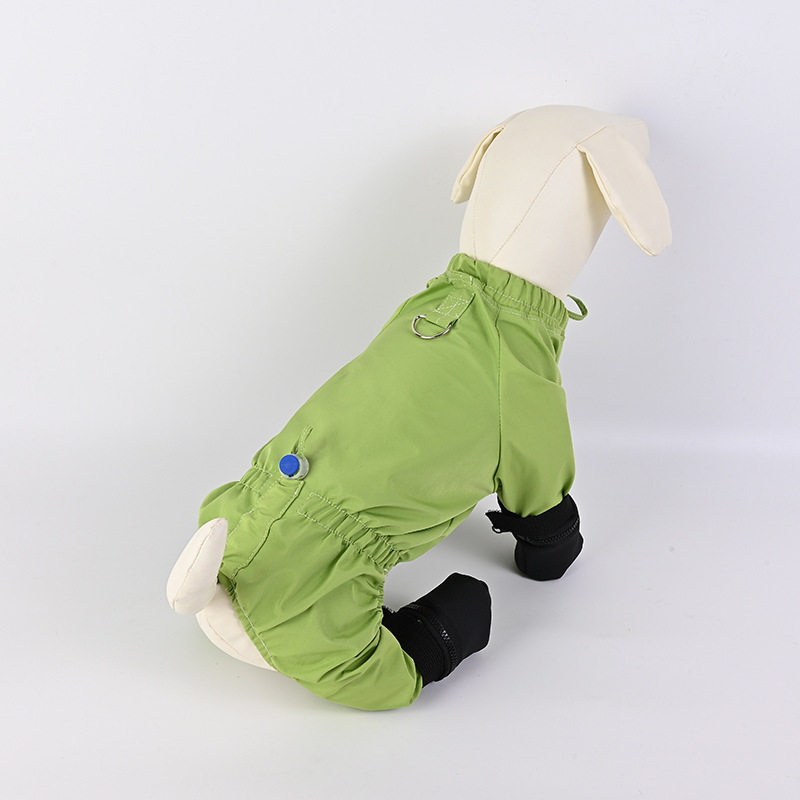 宠物猫狗全包四脚连体防水脏脚牵引遛狗服装 中小犬防掉毛冲锋衣