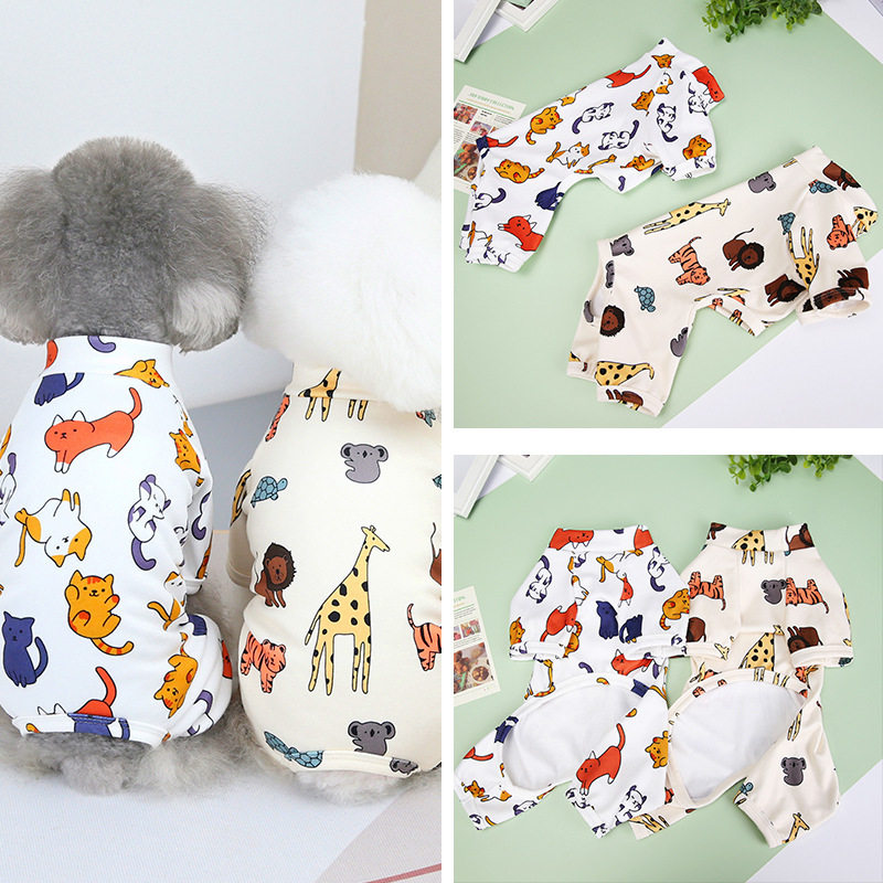 狗狗衣服春夏装四脚衣宠物衣服动物印花宠物服装22猫虎四腿居家服