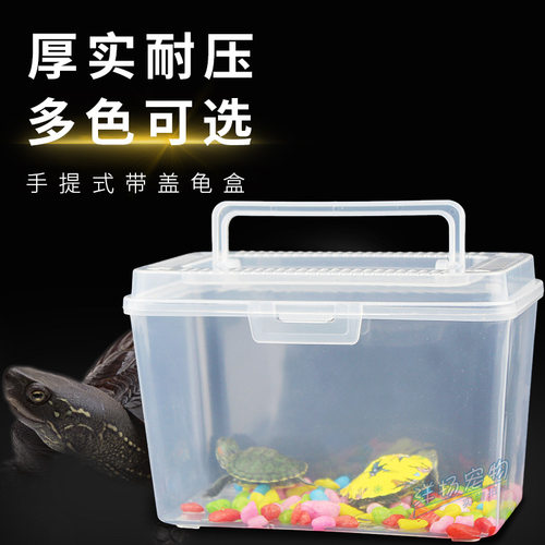 儿童手提透明塑料乌龟盒爬虫饲养宠物盒金鱼盒龟缸龟瓶运输盒