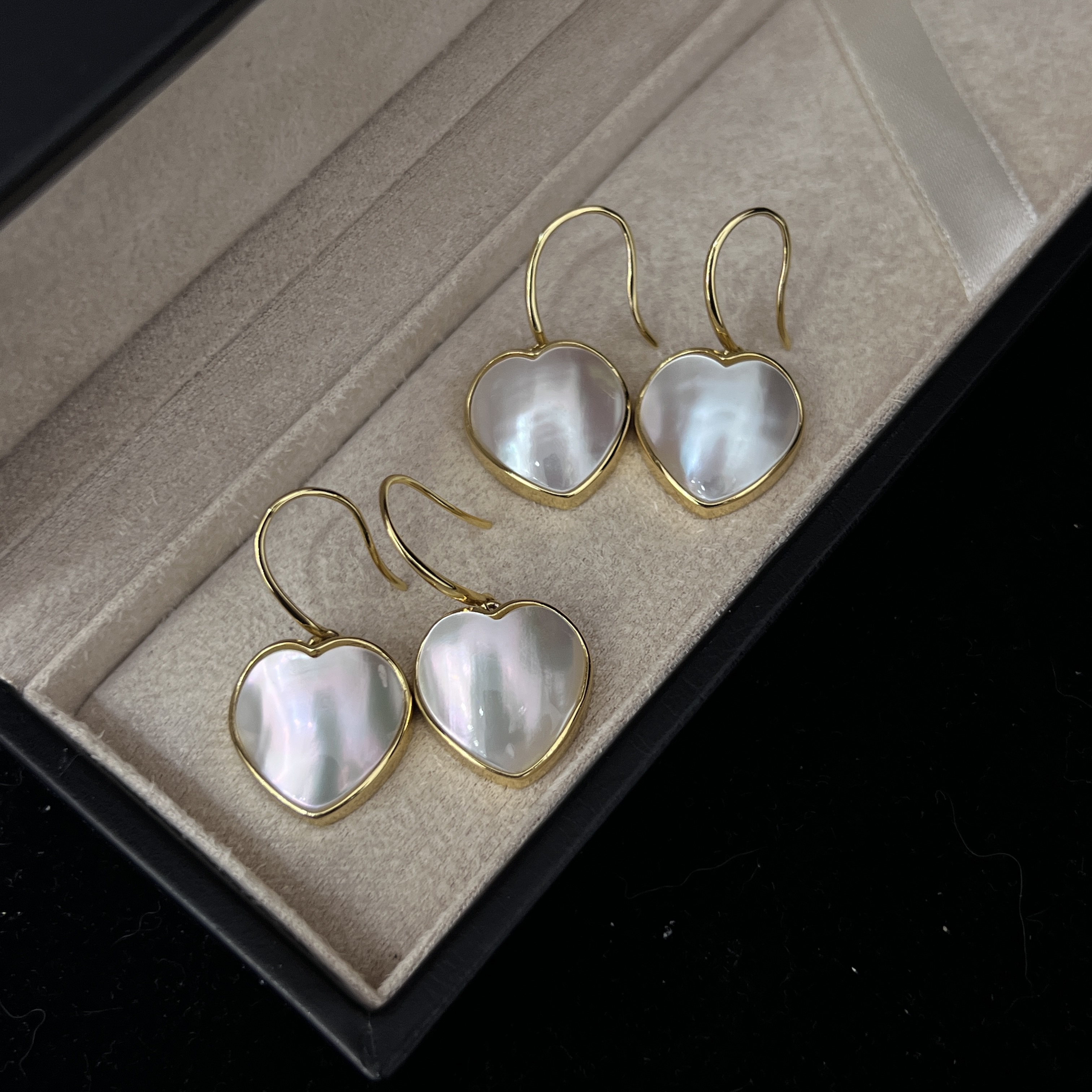 法式复古风挚爱之心海水马贝耳环高级感轻奢小众设计感S925银耳钩