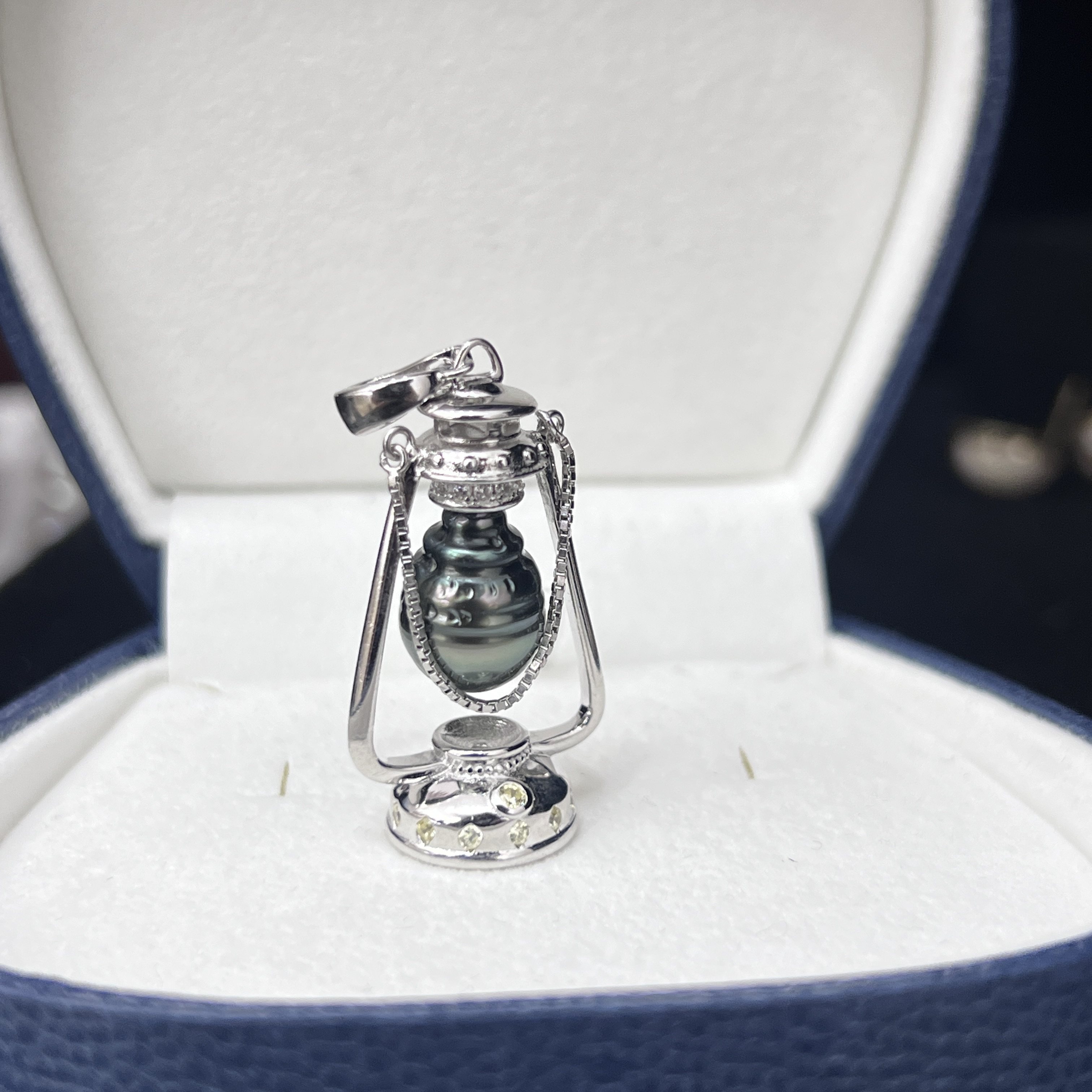 点亮未来走马灯设计复古S925银巴洛克大溪地海水黑珍珠吊坠万能扣