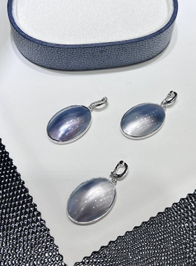 寒光冷月海水马贝S925银椭圆简边15*21mm万能扣经典高级日常搭配