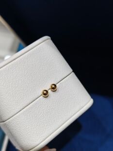 本基础日常百搭 日本制小金球波球4mm养耳洞18k金素耳钉厚金加粗版