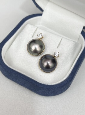 卢浮夜梦海水大溪地马贝珍珠18k王妃款13-14mm复古质感优雅吊坠