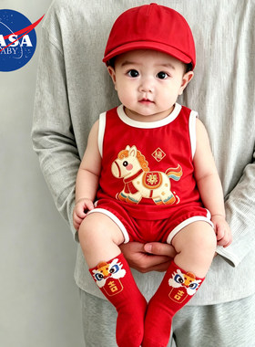 夏季婴儿背心短裤纯棉分体套装