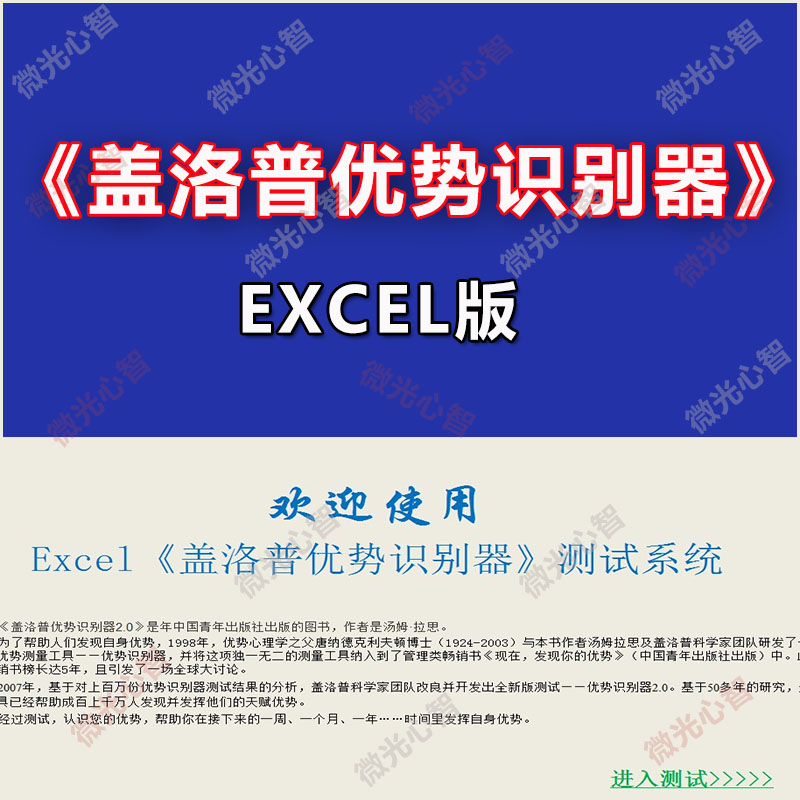 Excel版盖洛普优势识别器优势测试2.0版性格测试（赠电子书）