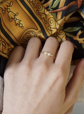 2019欧美时尚简约新款珍珠戒指女 时尚送礼绕线珍珠开口戒指 现货