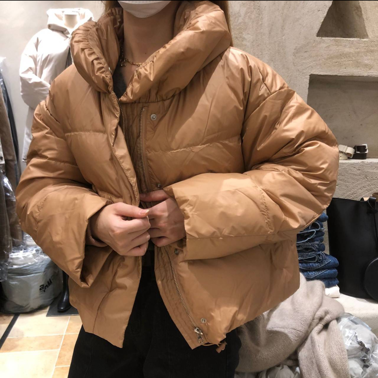 现货福利折扣韩国东大门Bruni秋冬新款立领短款羽绒服外套女