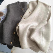 外搭毛衣 女秋冬坎肩宽松开衫 老钱风叠穿针织马甲背心2025春装 新款