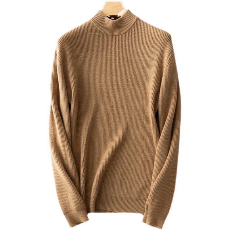 AUTUMN AND WINTER NEW 100 CASHMERE SWEATER MENS HALF-HIGH NECK DRAWSTRING WOOL SWEATER THICKENED SWEATER VERSATILE KNITWEAR LOOSE BASE