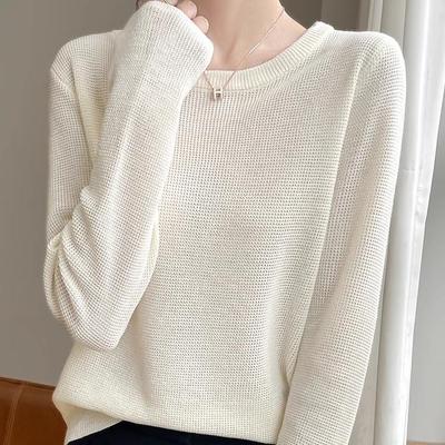 2025春款圆领毛衣女士针织打底衫