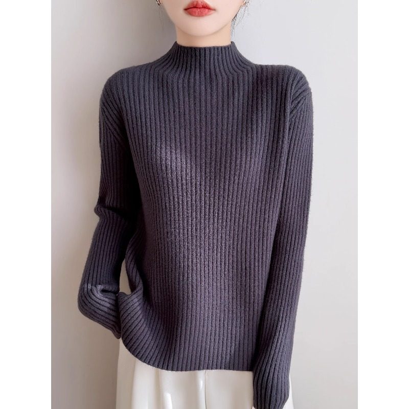 慵懒风洋气半高领宽松坑条毛衣女秋冬宽松长袖加厚洋气针织打底衫,女装/女士精品,毛衣,淘宝优惠券,粉丝福利购,淘宝优惠卷