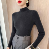 高级质感羊毛衫 加厚百搭针织毛衣 秋冬新款 女半高领修身 内搭打底衫