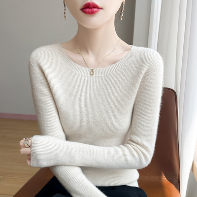 气质修身百搭圆领针织衫低领毛衣