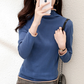 100%纯棉半高领毛衣女堆堆领秋冬新款 长袖 内搭加厚针织打底衫 新款