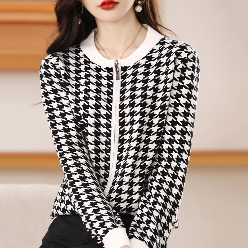 雪菲羊羊毛开衫圆领外搭