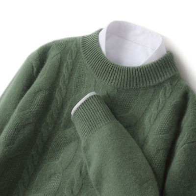 冬季新款100%纯羊毛衫男士加厚