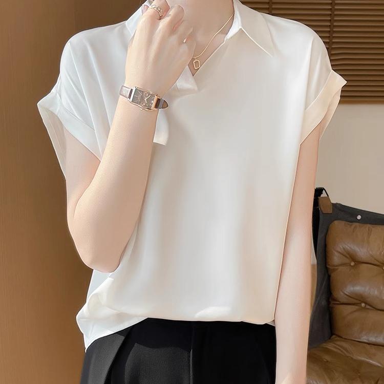 宽松上衣高级感夏季显瘦缎面