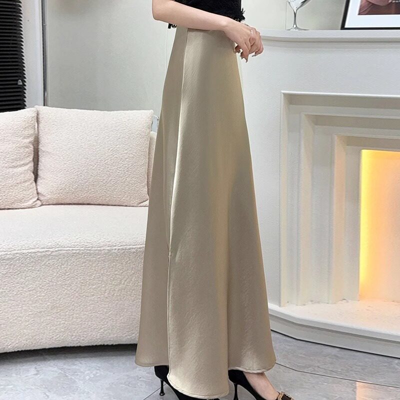 缎面鱼尾半身裙女2025春夏季气质遮跨包臀长裙垂坠感显瘦修身裙子