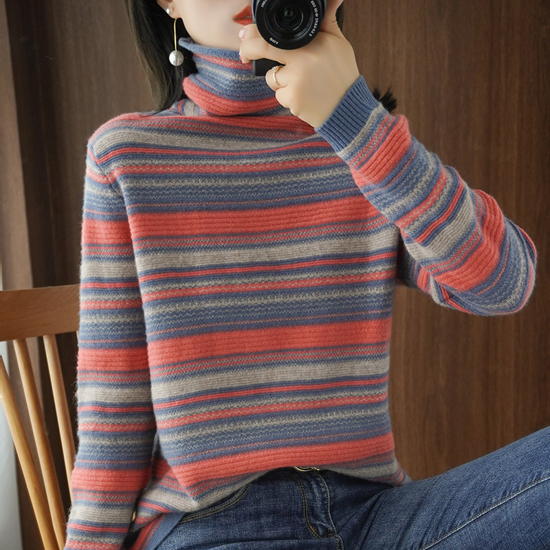 羊绒复古新款堆堆领内搭针织衫