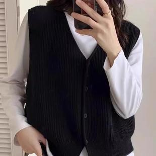 开衫 背心马夹衬衫 女士毛衣针织马甲女款 时尚 叠穿外穿 2024新款 秋季