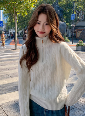 毛衣女秋冬软糯舒适温柔翻领上衣