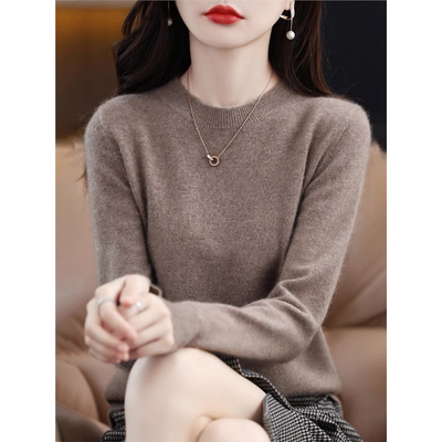 断码羊绒衫女圆领针织