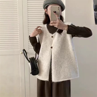 2025新款轻奢针织马甲开衫女秋冬季新款背心韩系简约复古软糯宽松