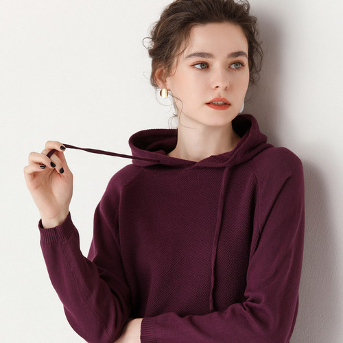 连帽卫衣纯棉线宽松慵懒春秋女士