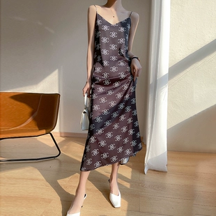 内搭修身 吊带连衣裙女23新款 醋酸桑蚕丝长裙 法式 真丝缎面外穿夏季