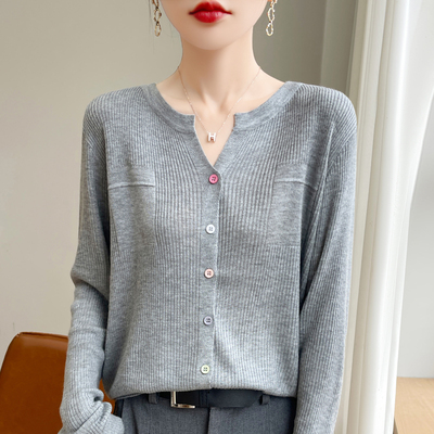 圆领半开领毛衣外套薄款时尚外搭