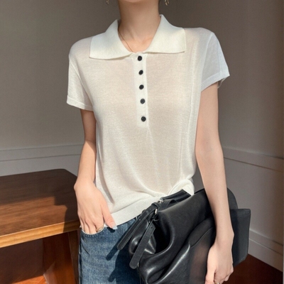 针织半袖轻奢高级感宽松t恤上衣