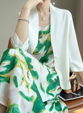 醋酸白色西装外套女高级感