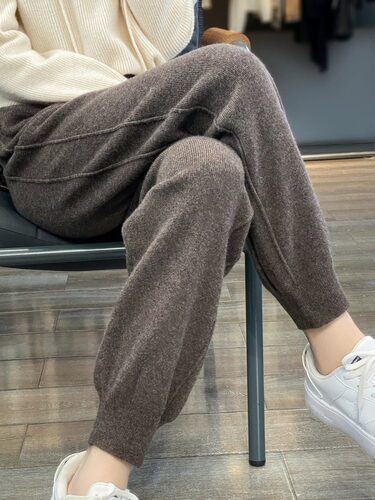 秋冬纯羊绒高腰小脚裤女休闲