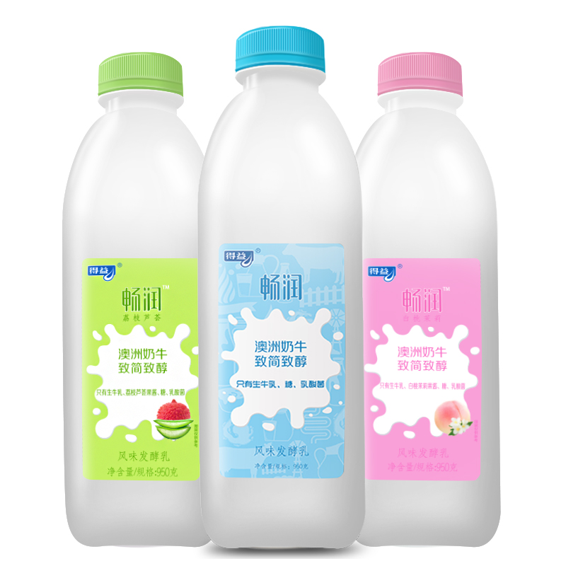 2021上新得益畅润酸奶无添加剂大瓶装酸奶整箱950g*5