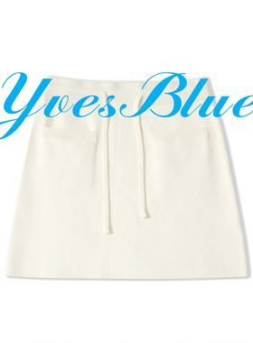 YVES BLUE 前幅口袋羊毛半身A字短裙 米白色
