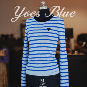 YVES BLUE原创条纹羊毛针织衫蓝条纹不规则条纹/其他店为盗版