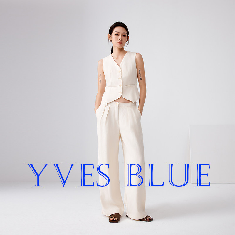 YVES BLUE 休闲装阔腿老钱松弛感西装裤 马甲套装配套裤