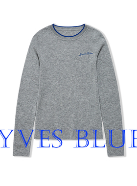 YVES BLUE打底衫羊毛混纺圆领可机洗针织衫灰色黑色春装