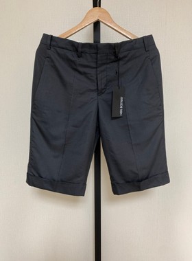 Neil Barrett 尼奥贝奈特 男士 黑色 卷边涤纶休闲短裤 正品现货